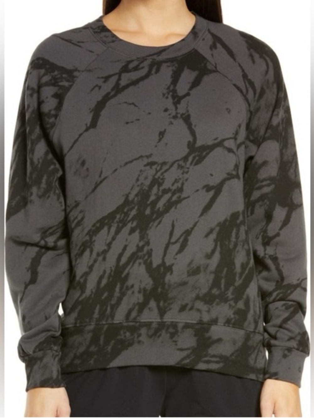 Zella Black & Charcoal Tie-Dye Crewneck